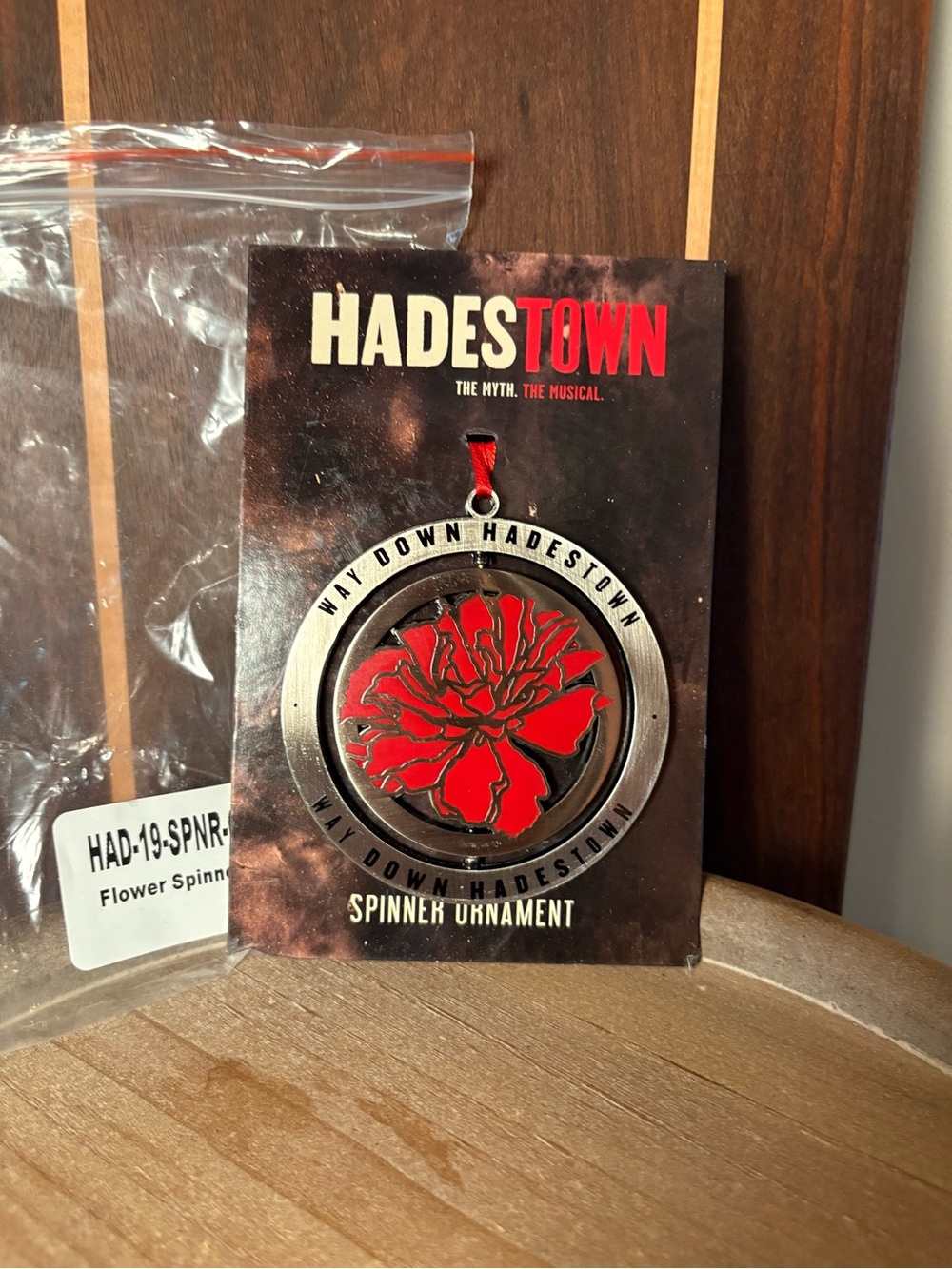 Hadestown The Broadway Musical Red Flower Spinner Ornament